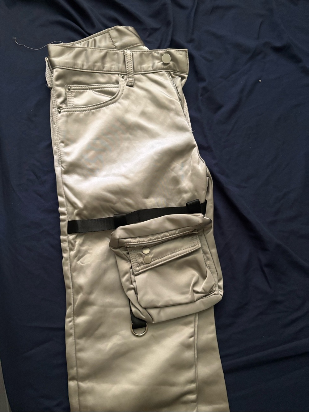 MNML Light Beige Cargo Pants with Detachable Pouch